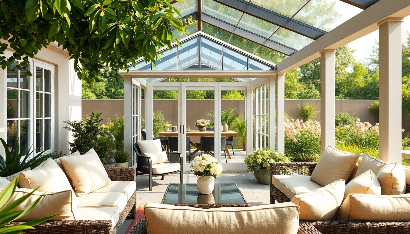Enhance your outdoor space with beautiful patio additions showcased in a sunlit garden.