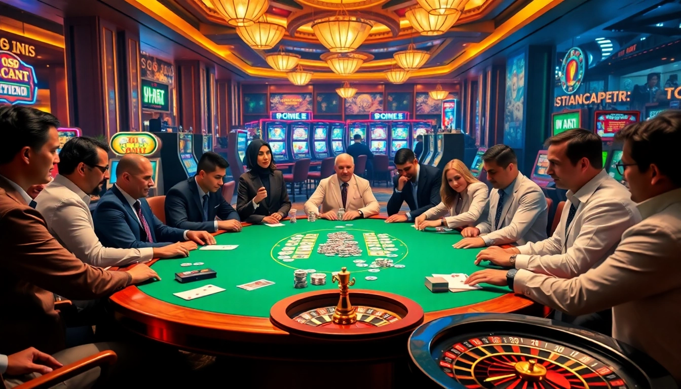 Exciting scene of a high-stakes poker game at Nhà cái uy tín Bet88, showcasing luxury and thrill.
