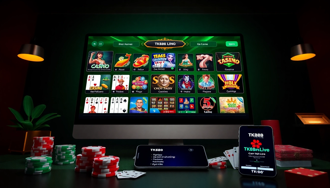 Interactive gaming experience at tk88win.live showcasing online casino games.