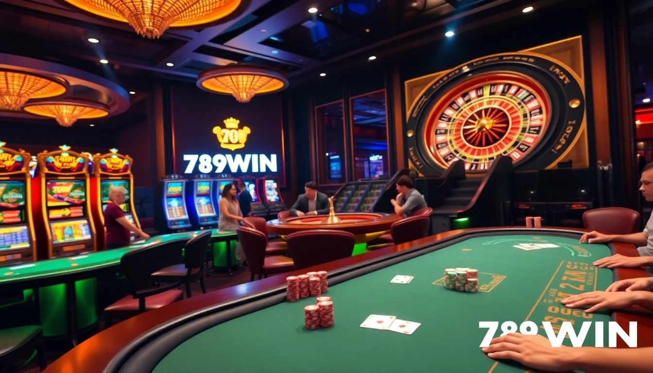 Players engaged in casino games at 789WIN, showcasing thrilling poker and slot action.
