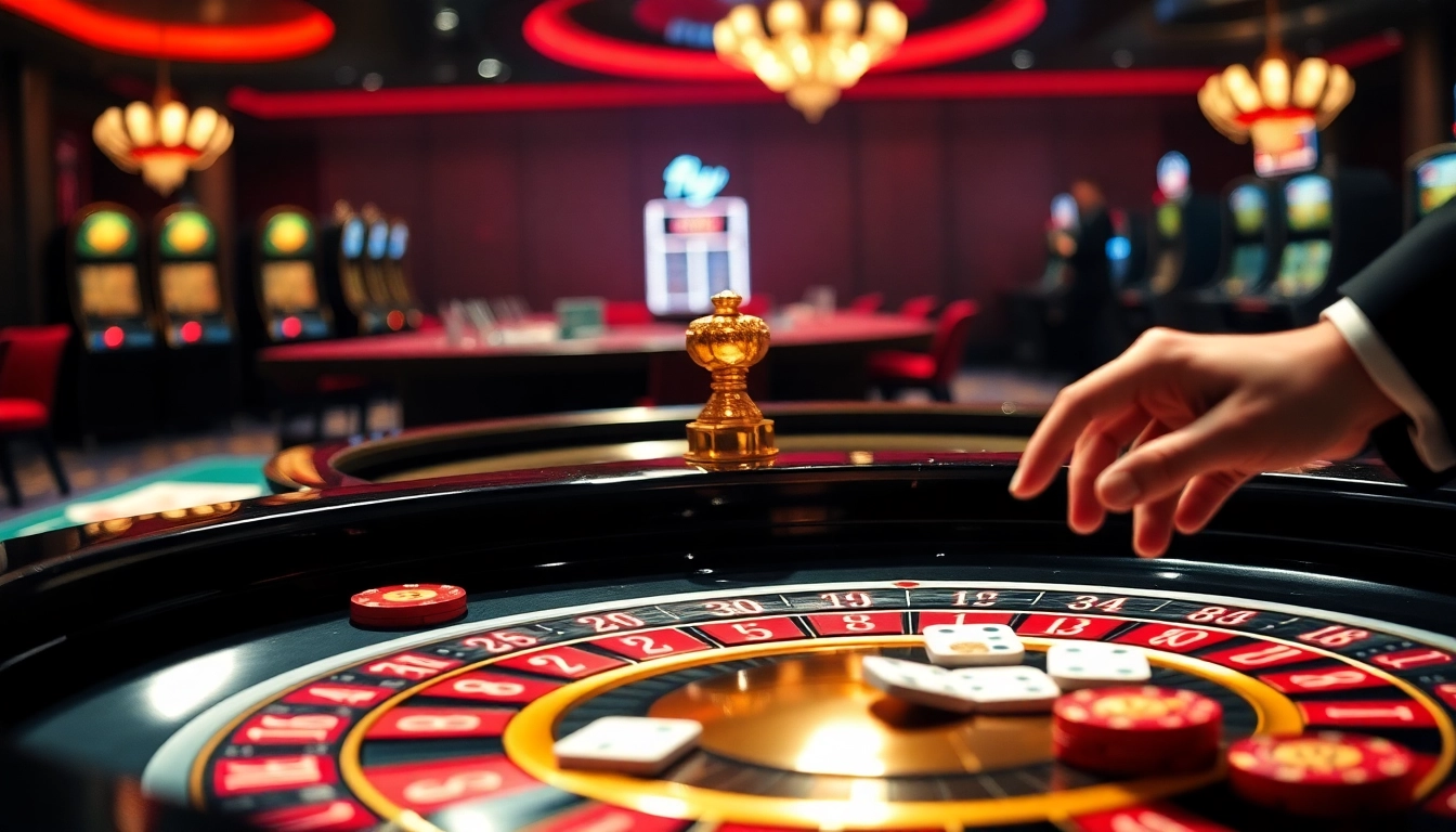 Experience the thrill of gaming with fly88 at a luxurious casino table featuring cards and chips.