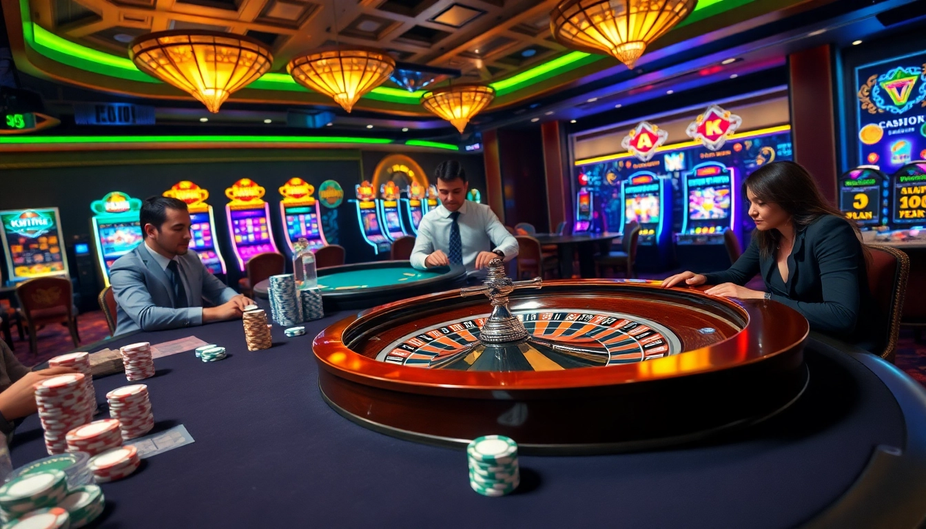 Experience thrilling gameplay at https://kwin.bio/ with vibrant casino tables and excited players.