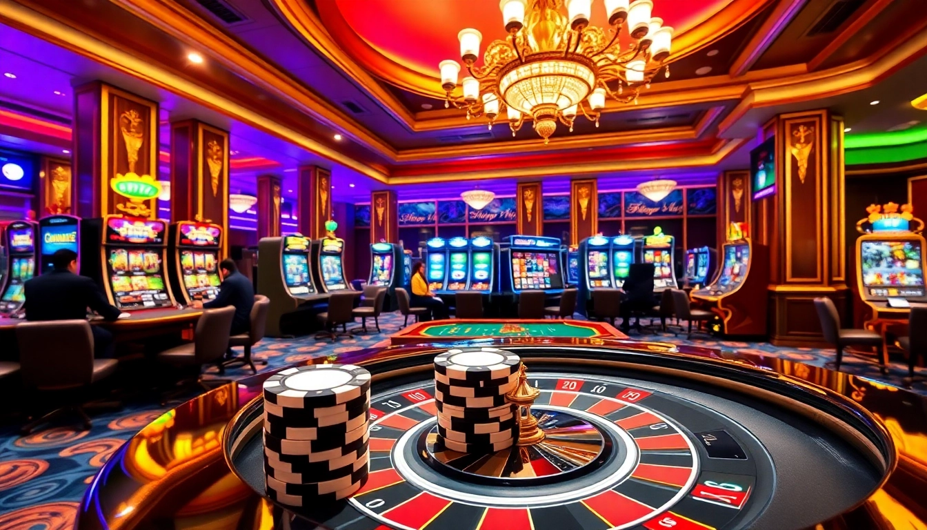 Experience the excitement of xin88 at a luxurious casino featuring roulette and poker games.