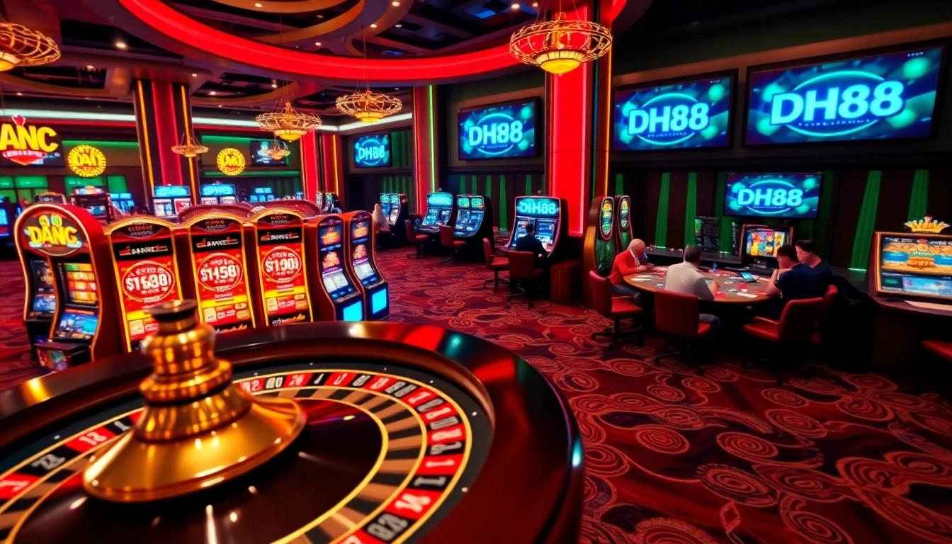 Experience excitement at DH88 casino with vibrant slot machines and live poker action.