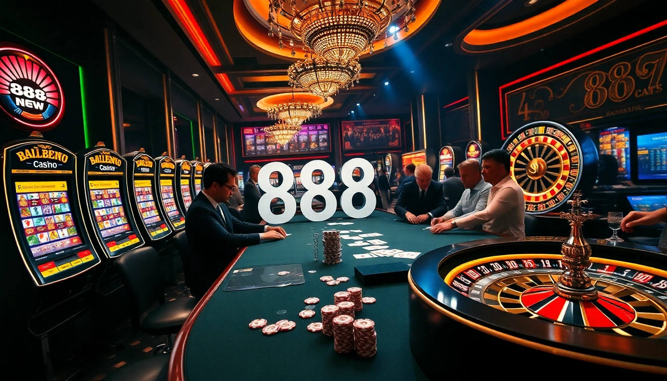 Players engaging with thrilling games at 888new casino tables, showcasing excitement.