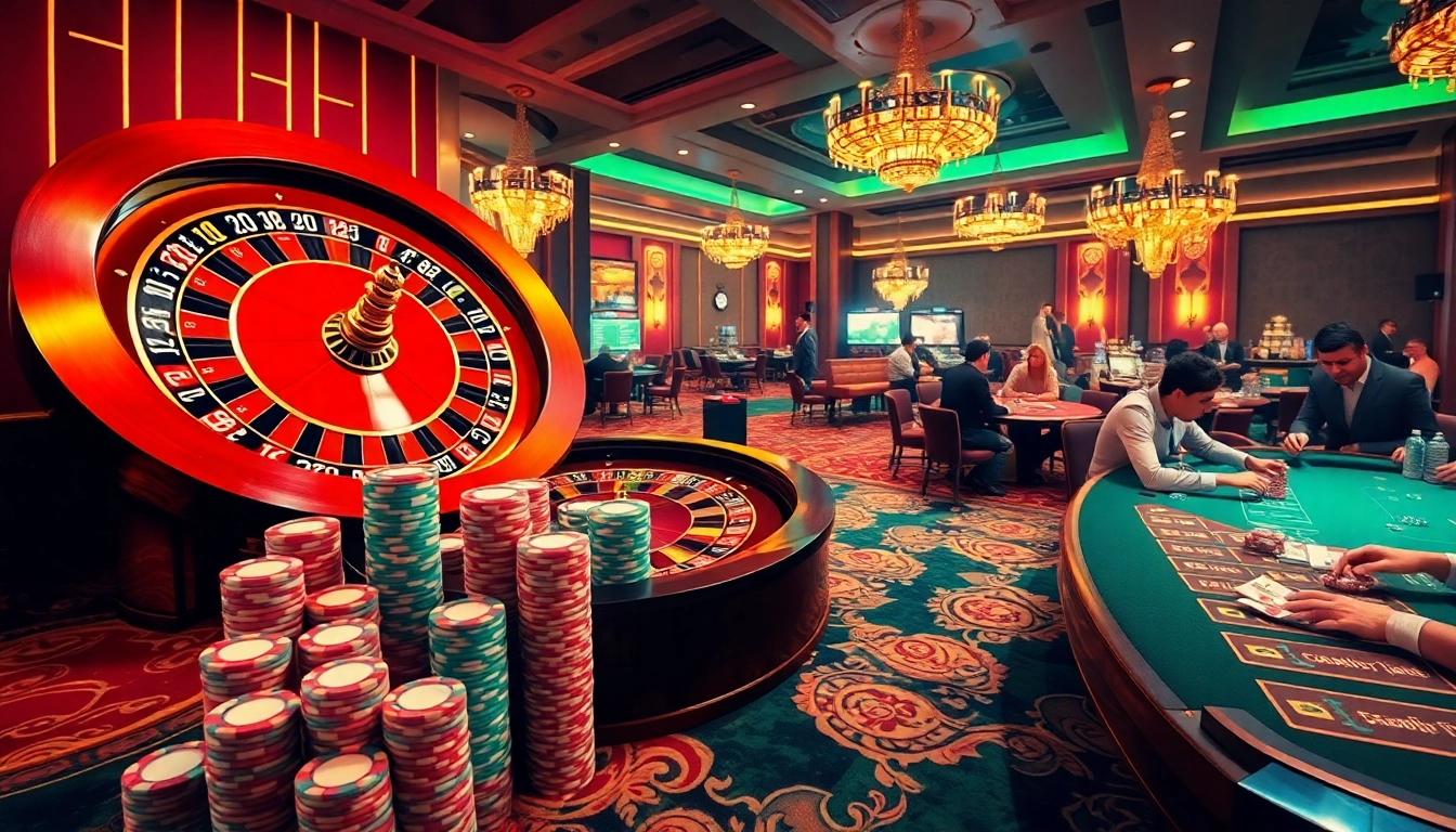 RIKVIP gamblers enjoying an exciting game at a vibrant online casino.