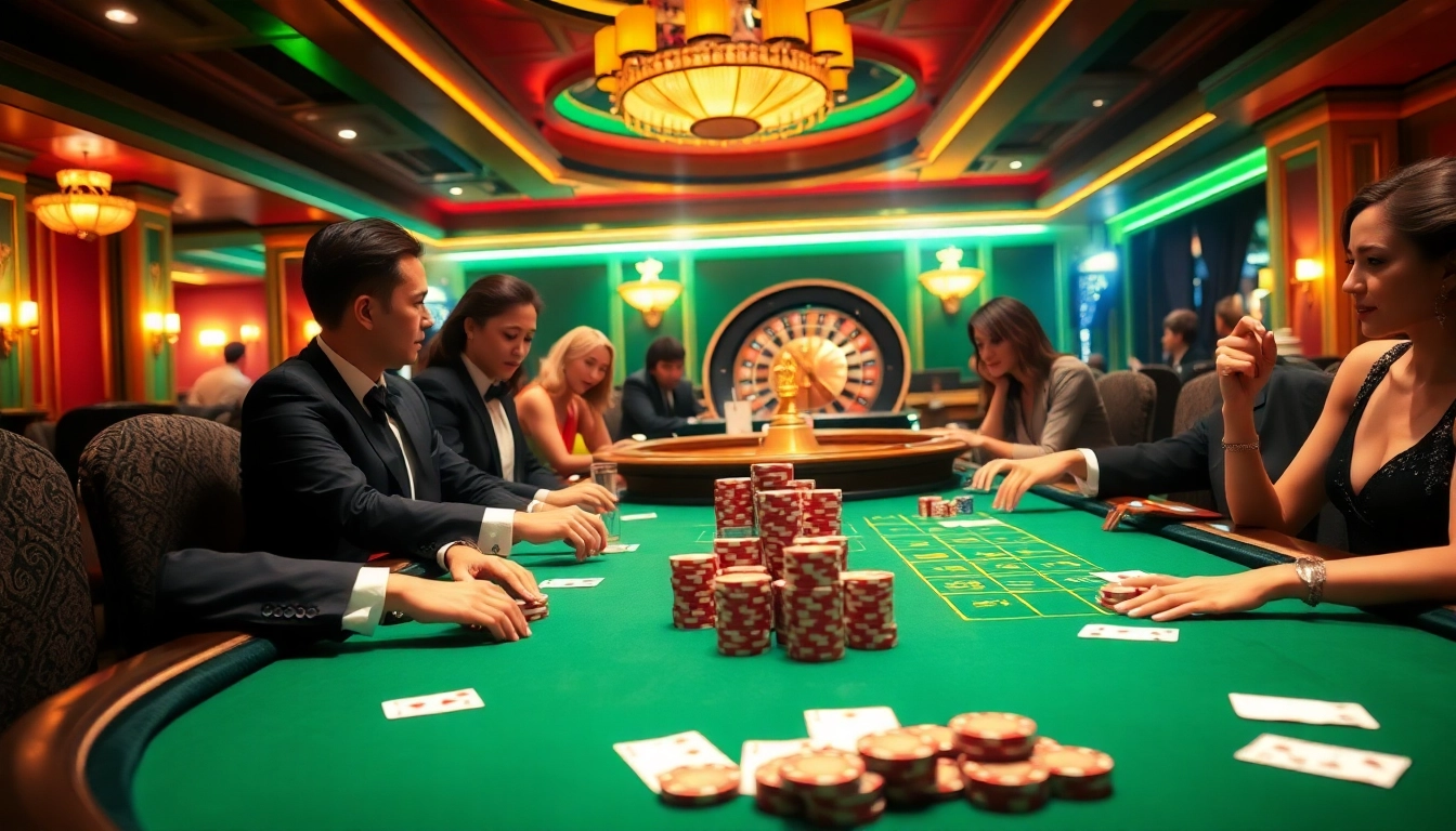 Experience thrilling gameplay at KP88 table games with high-stakes poker action and vibrant casino ambiance.