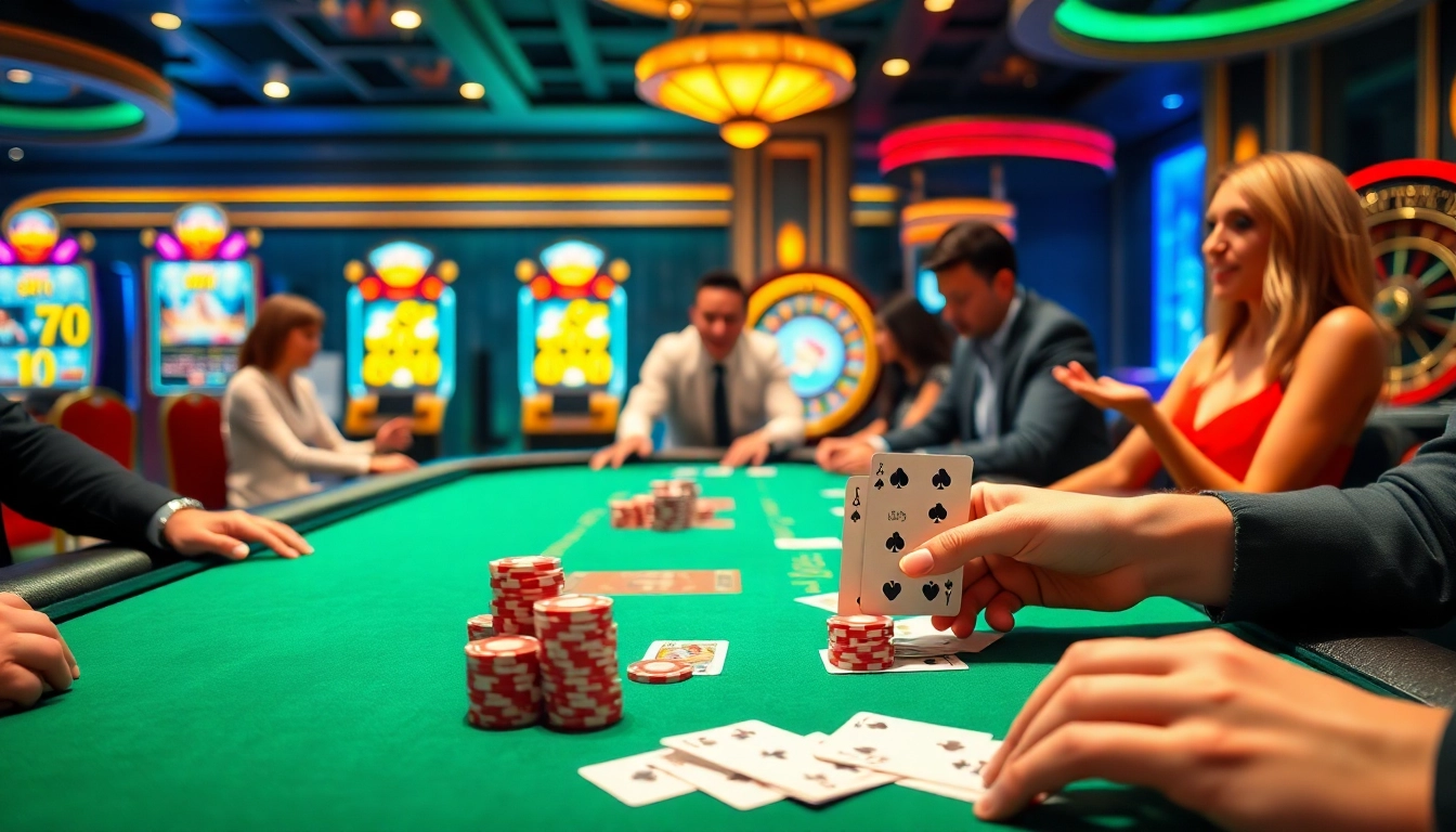 Players enjoying a thrilling game of poker at TR88 casino, showcasing excitement and strategy.