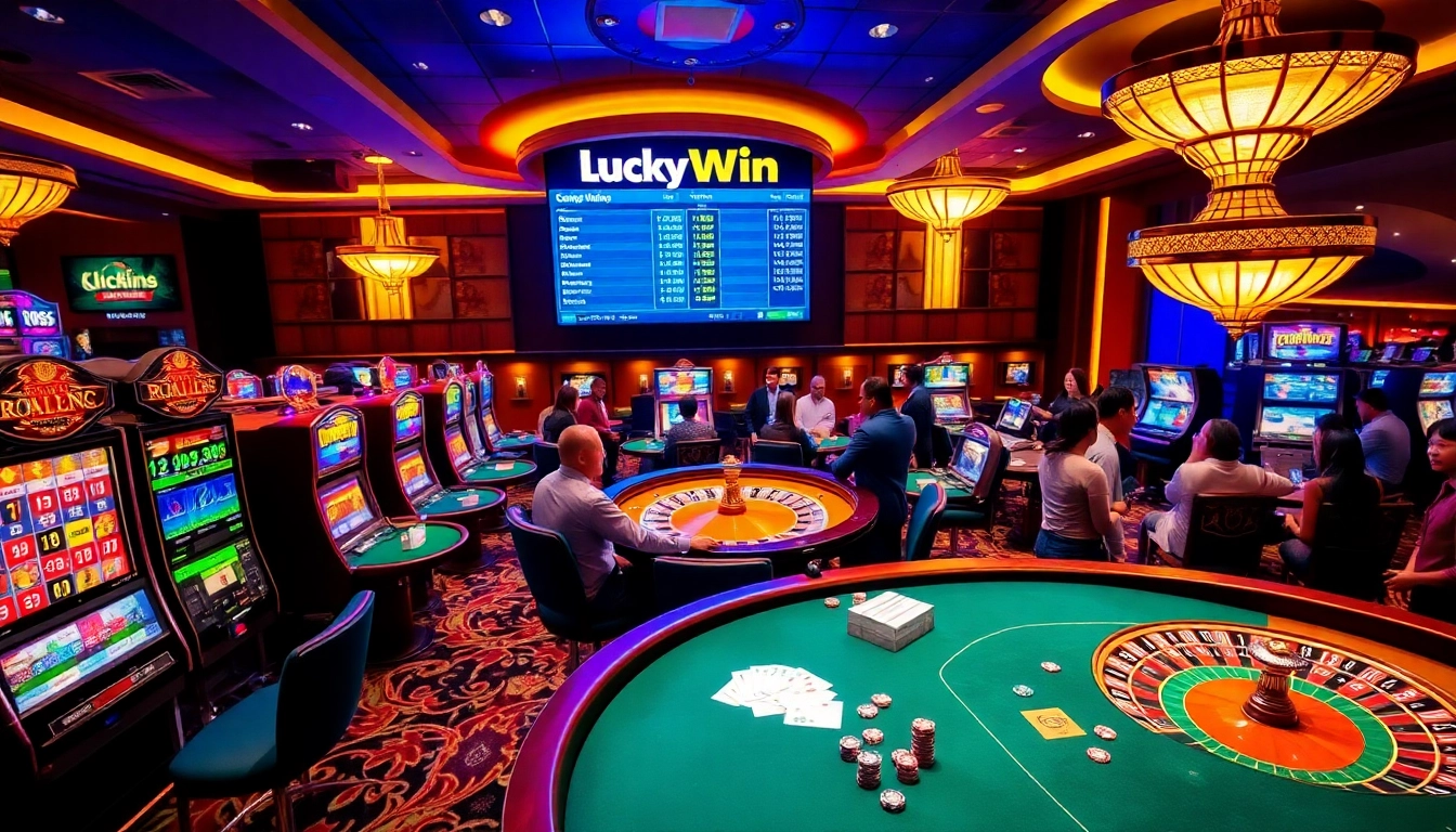 Experience thrilling gaming action at LuckyWin Kenya's bustling casino tables and vibrant slot machines.