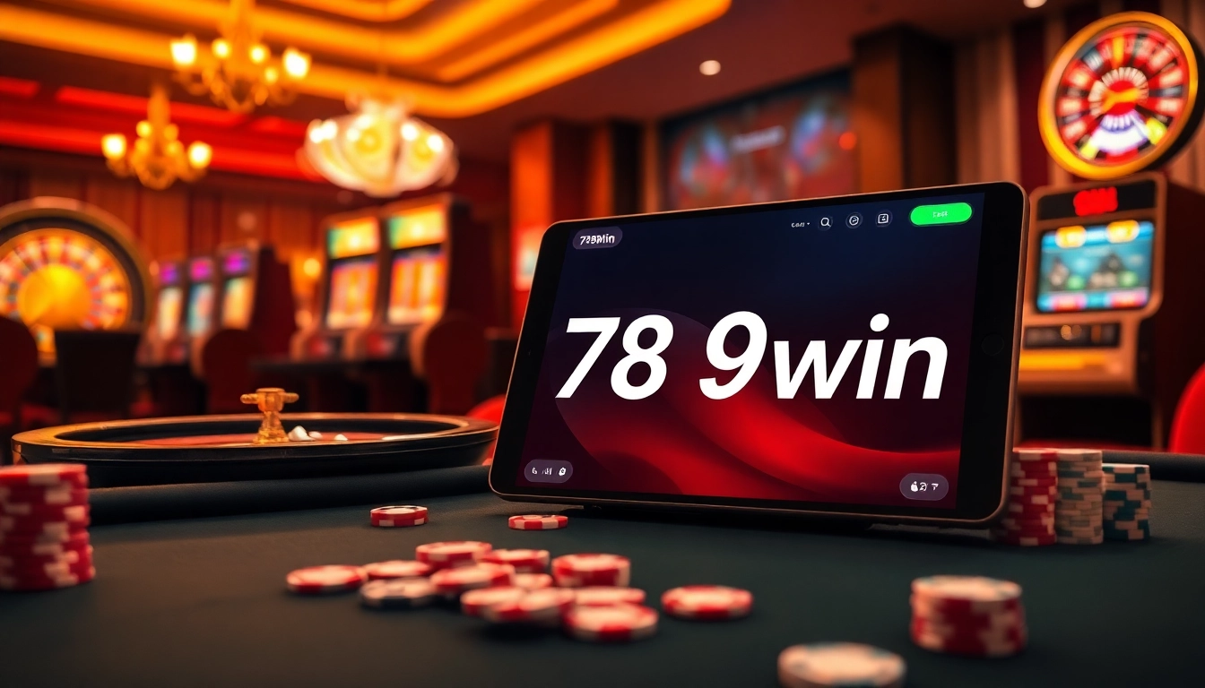 Exciting gaming scene featuring 789win roulette and slot machines, inviting players to enjoy online gambling.