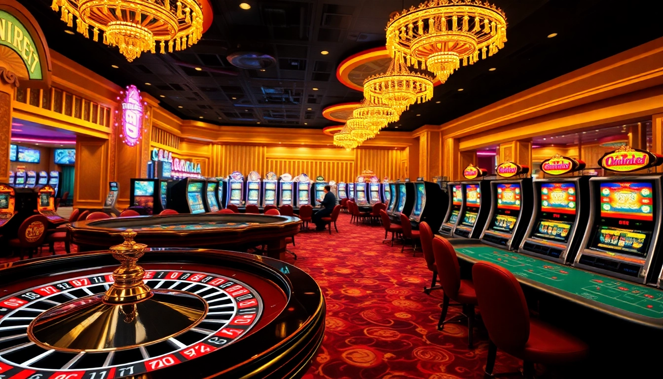 Experience the thrill of thabet77 Casino with players engaged in dynamic gaming at vibrant tables.