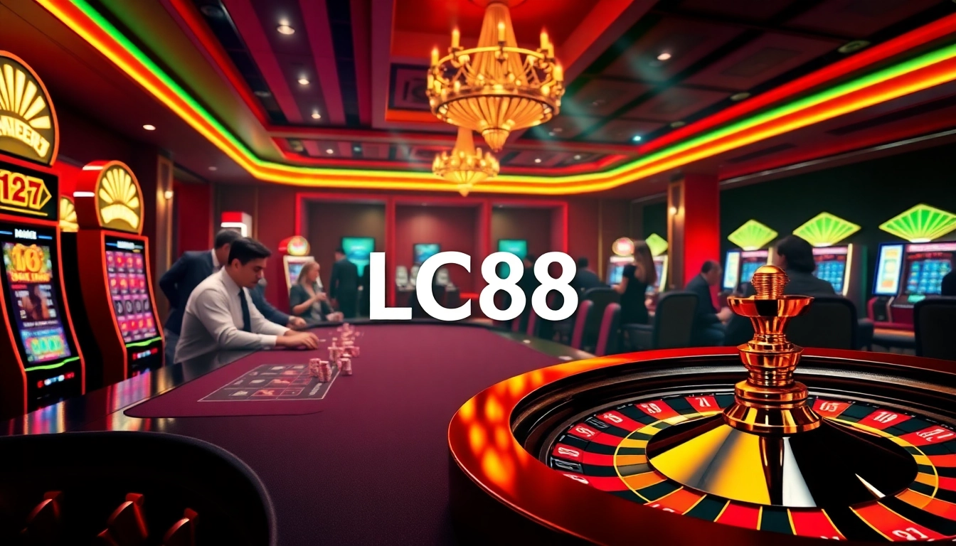 Experience excitement at LC88 with modern casino games and vibrant poker chips.