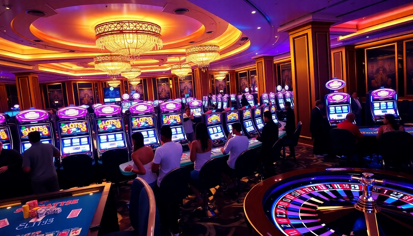 Exciting slot games at SLOTS8 casino with players enjoying vibrant machines.