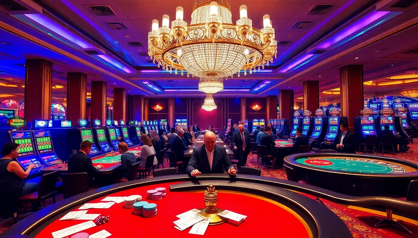 Players enjoy thrilling games at https://sunwin.builders/ casino, featuring poker tables and vibrant slot machines.