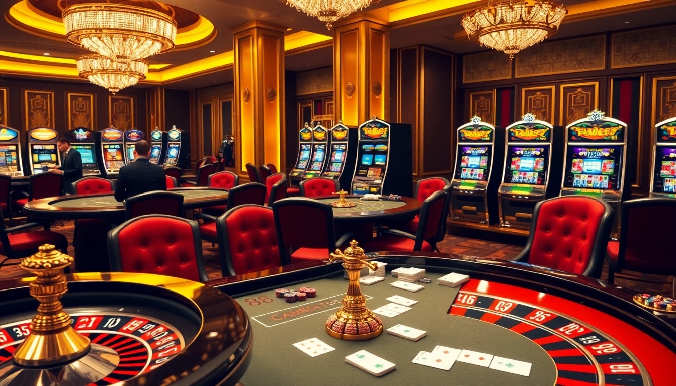 Exciting GG 88 casino atmosphere with vibrant roulette wheels and professional gamblers.