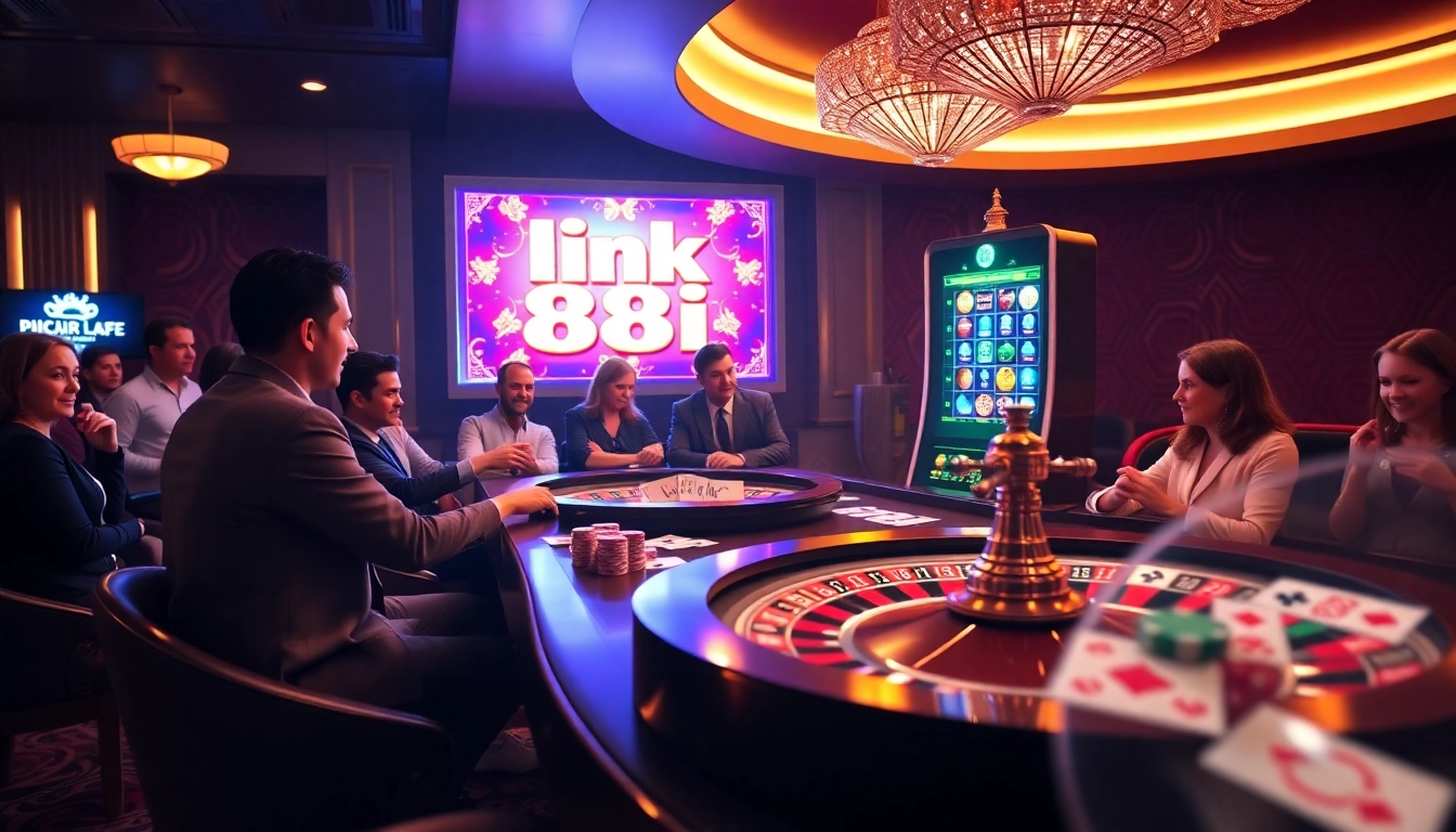Experience excitement at link 88i with vibrant casino games and players enjoying their wins.
