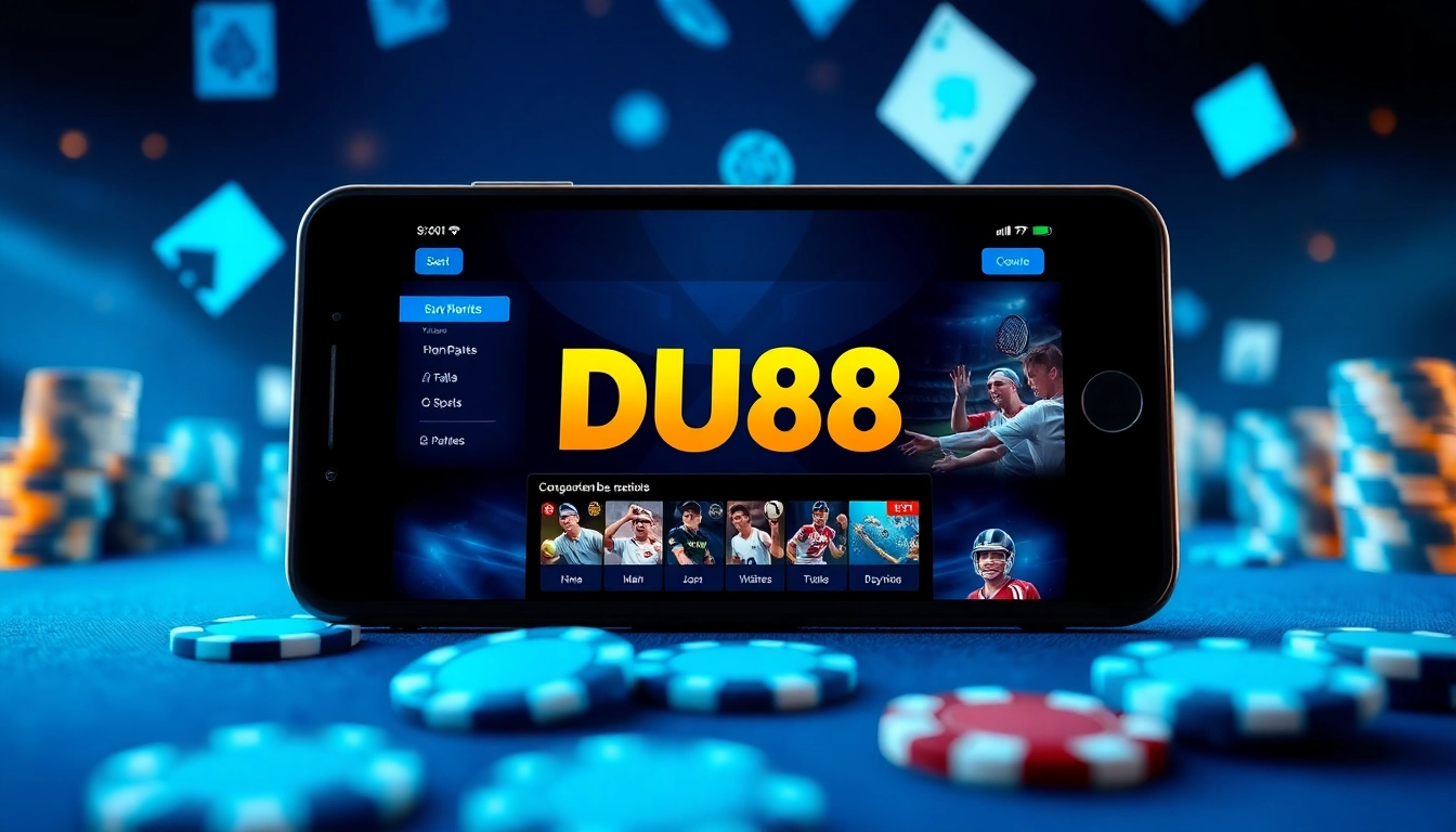 Experience the excitement of DU88 online betting platform with vibrant sports and casino elements.