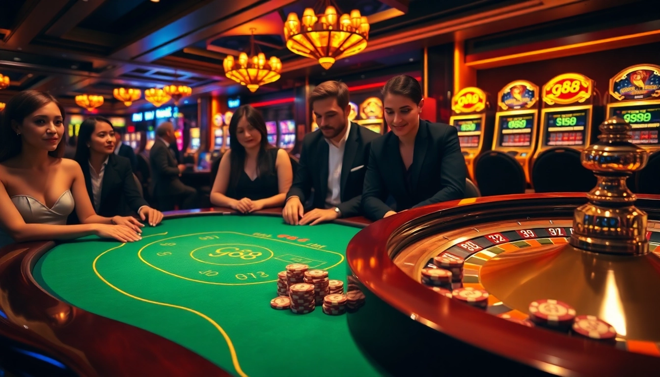 Experience the thrill of winning at g88 poker tables in a luxury casino setting.