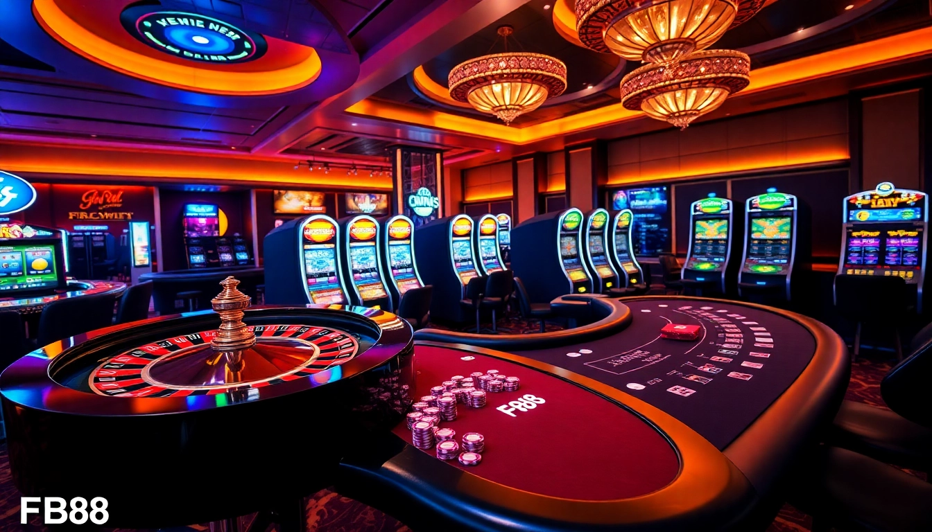 Experience thrilling gameplay at Fb88 with luxurious casino tables and vibrant gaming experiences.