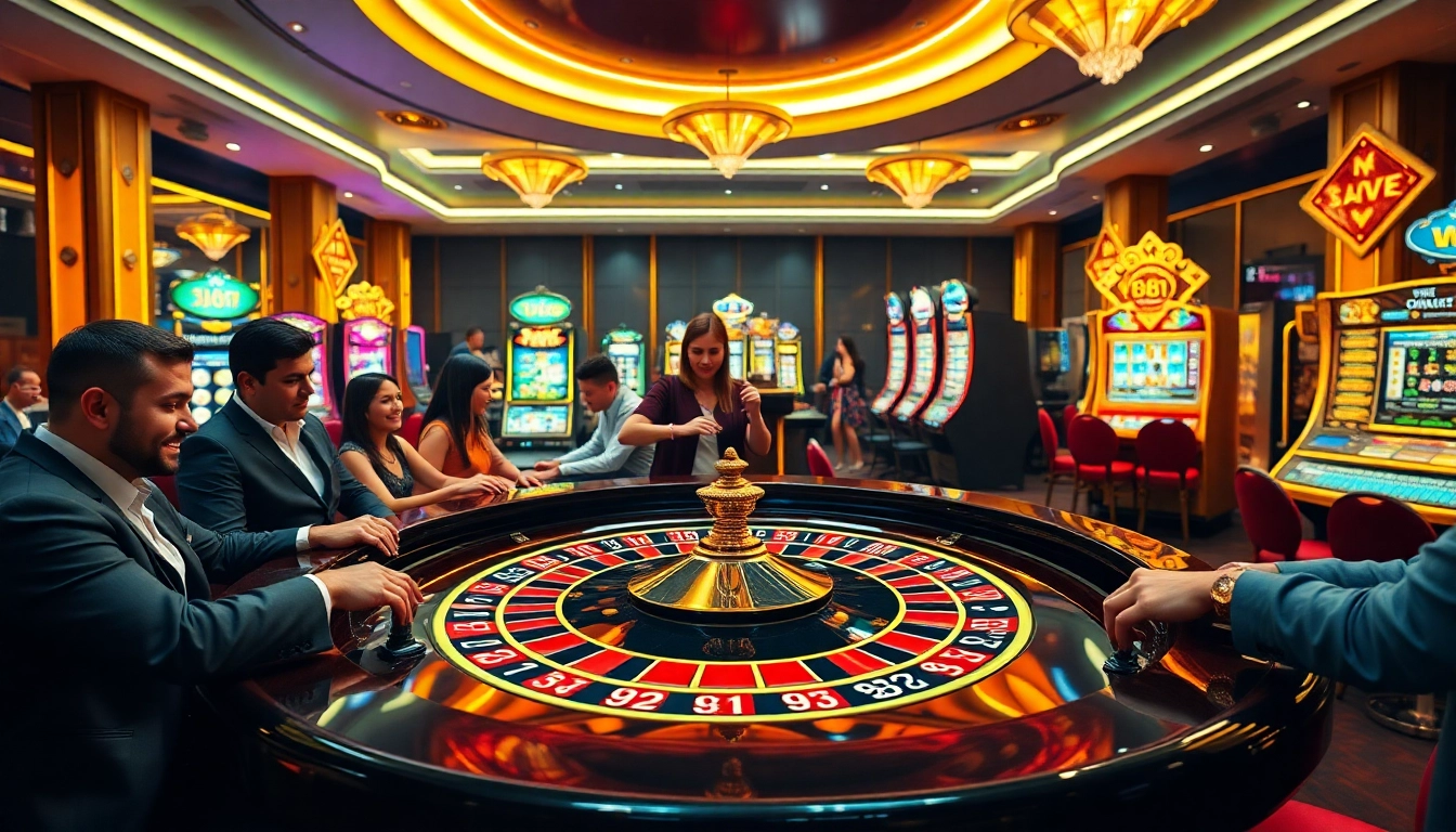 Players enjoying the excitement of 88i at an upscale casino table with vibrant decor.