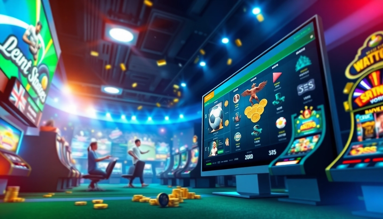 Engaging scene of online betting at vin777.gb.net with diverse games and vibrant graphics that reflect trust and excitement.