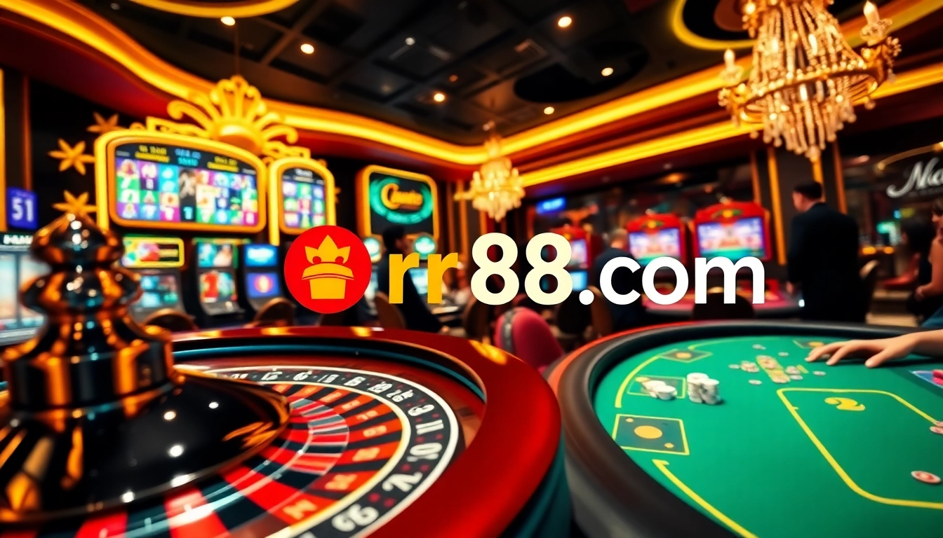 Exciting online gambling scene at rr88.com featuring roulette and slot machines.