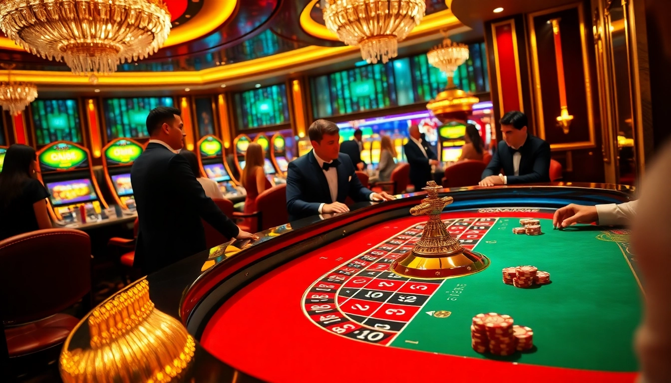 Engage with exhilarating go88 gameplay at an elegant casino with roulette, chips, and cards.
