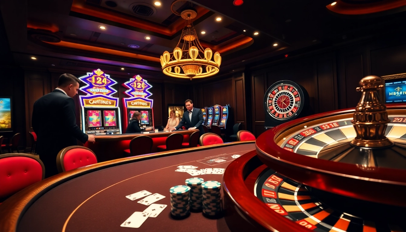 Experience the excitement of luck8 casino with elegant gaming tables and vibrant slot machines.