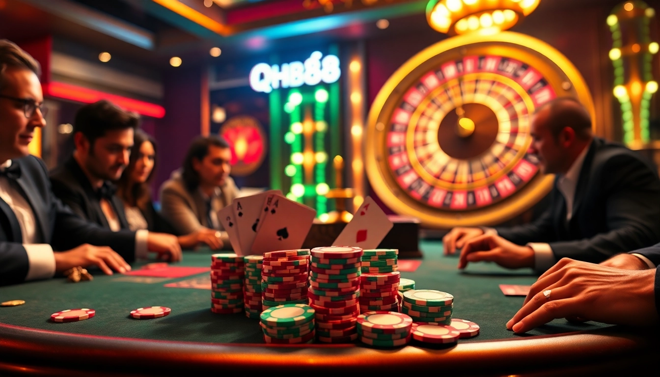 Experience high-stakes gaming at dh88 casino with vibrant poker action and luxurious atmosphere.