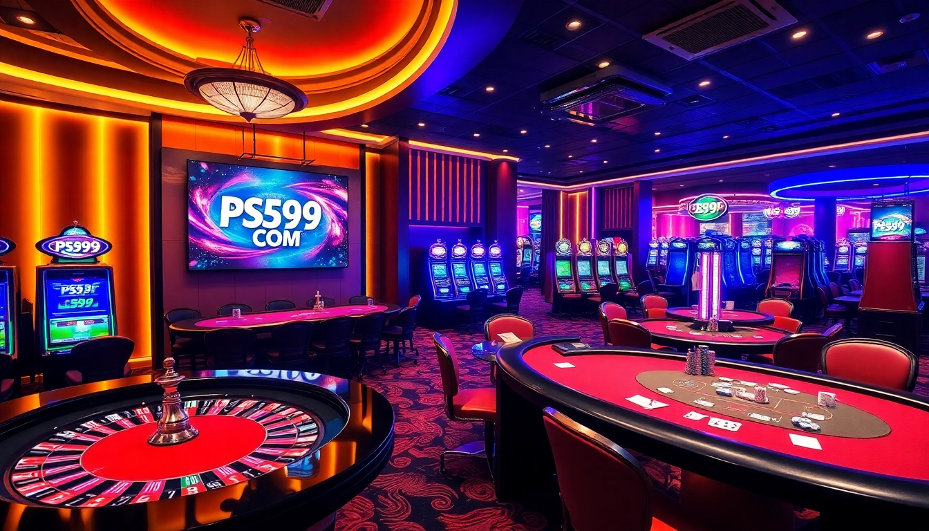Experience the thrill of gaming at the PS99 COM casino, featuring vibrant tables and engaging players.