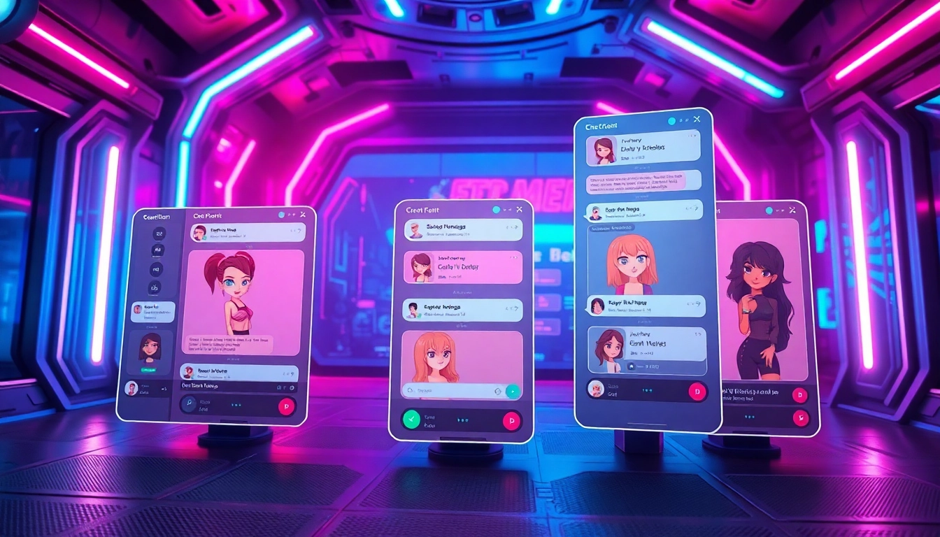 Discover the best nsfw ai chatbots in a vibrant, futuristic digital setting.