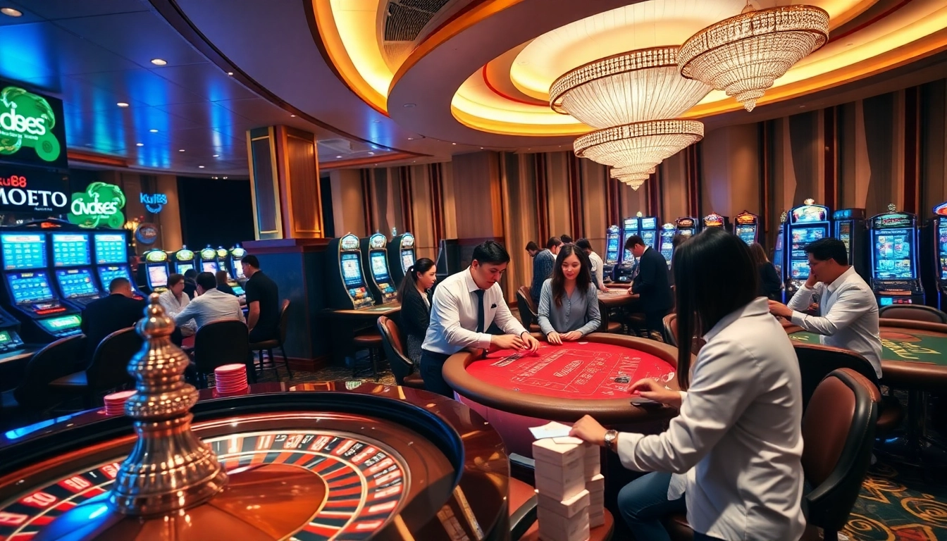 Experience the excitement of ku88 with players at a vibrant casino table.