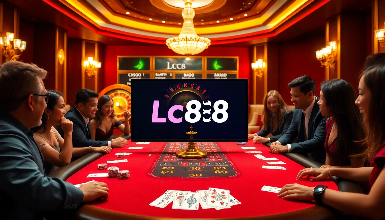 Experience the excitement of Lc88 nhà cái uy tín at a luxurious casino poker table.