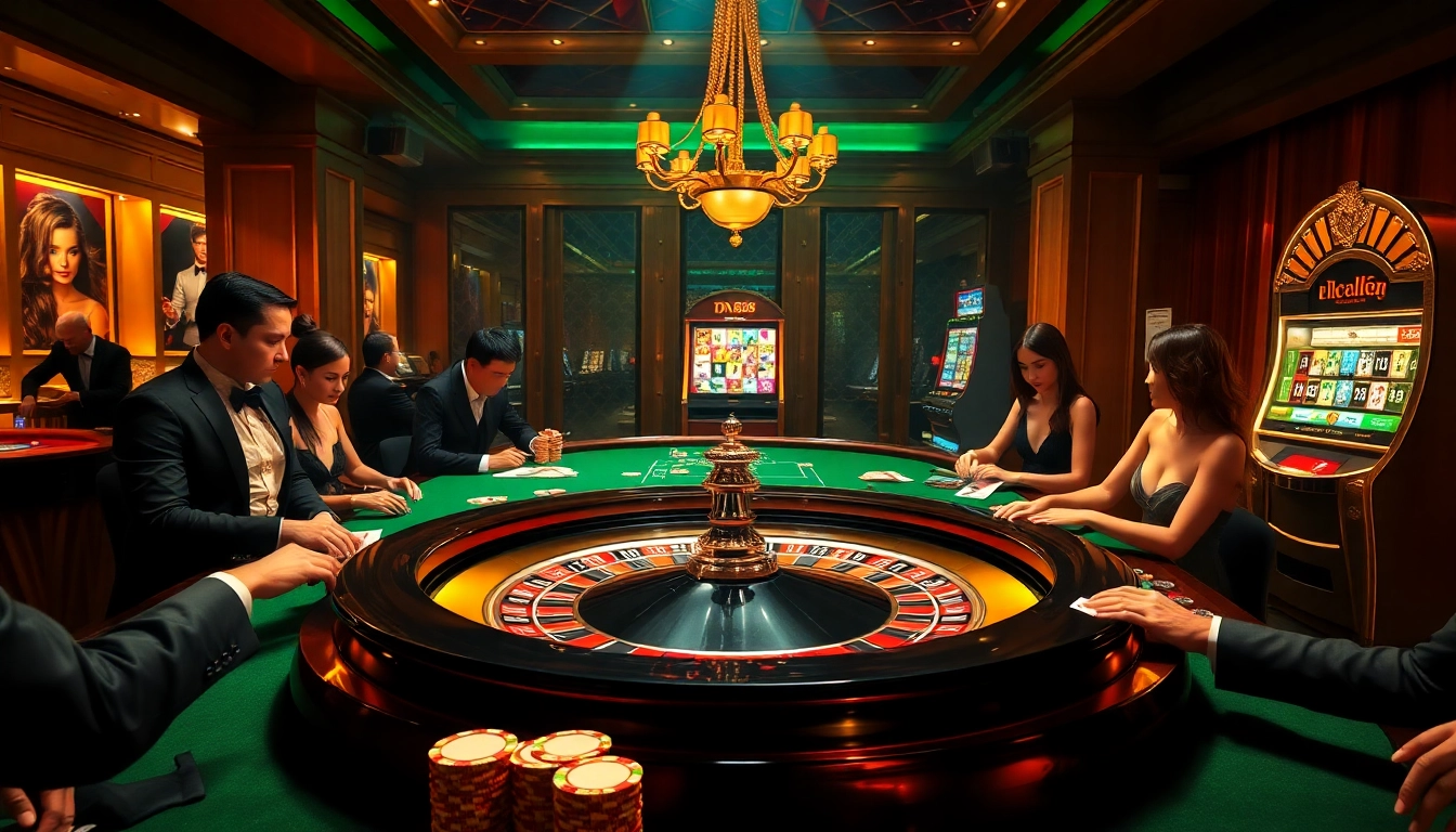Experience thrilling gambling at dn88 with a luxurious roulette table and vibrant ambiance.