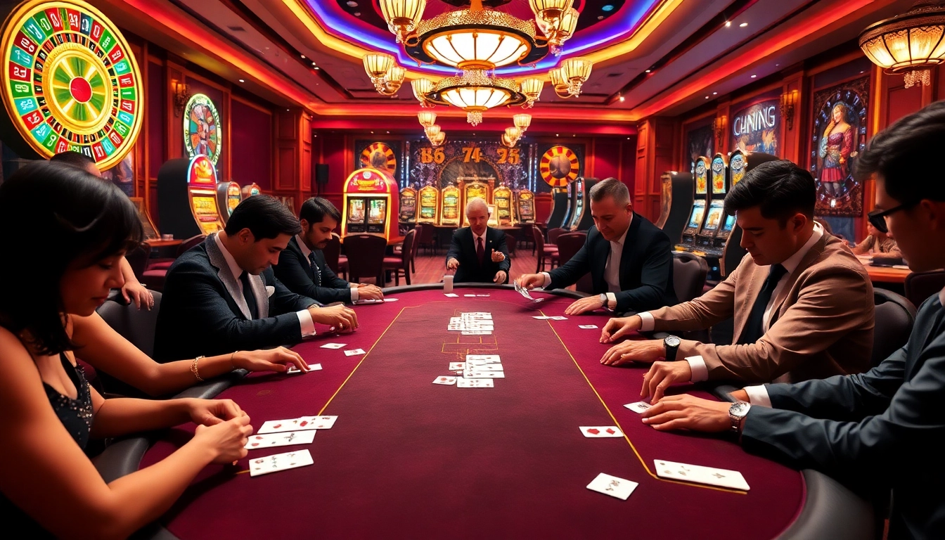 Engaging scene of high-stakes poker and roulette at https://bl555.training/ casino, showcasing excitement and luxury.