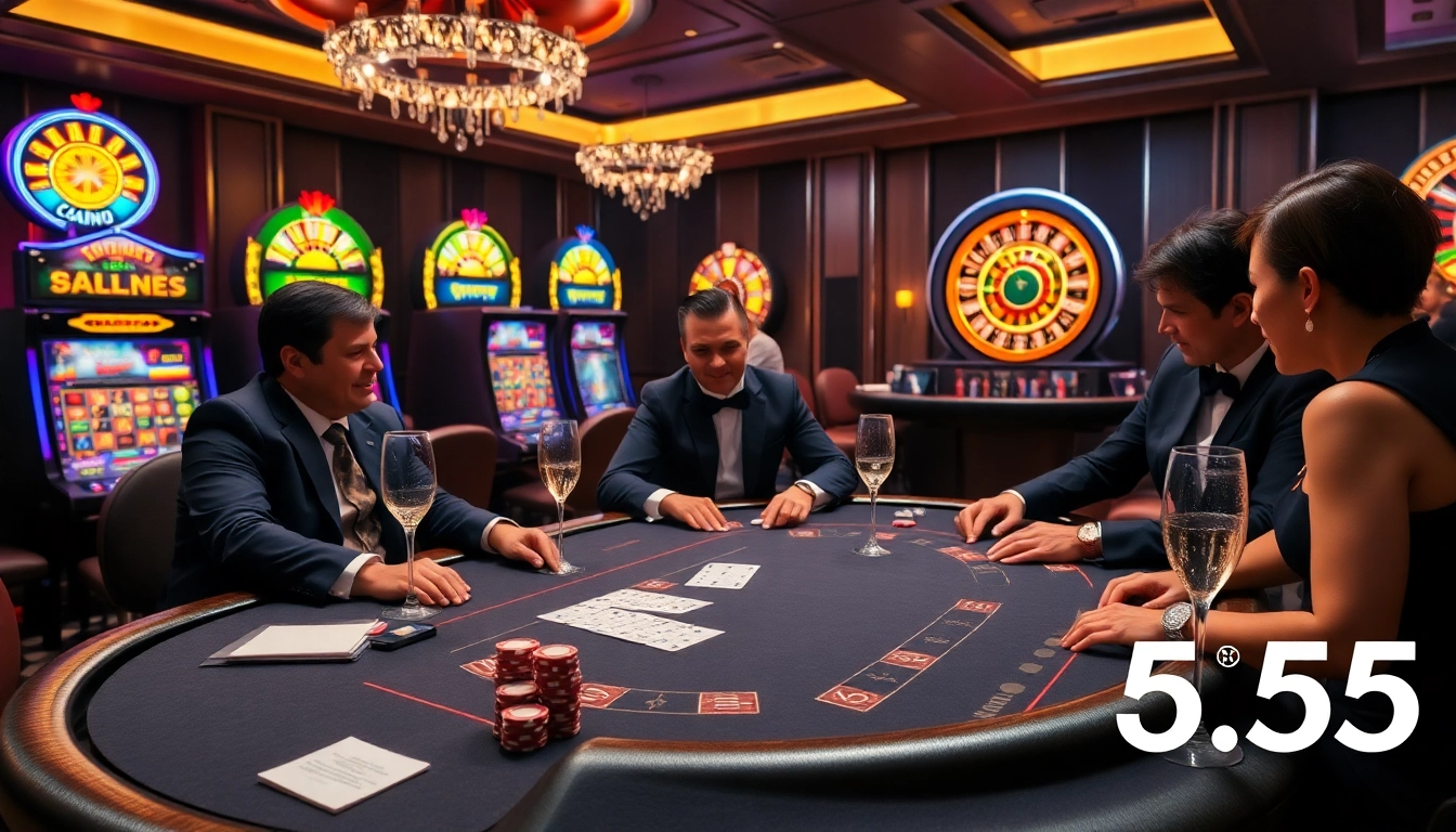 Players enjoying a thrilling poker game at BL555 online casino, showcasing excitement and strategy.