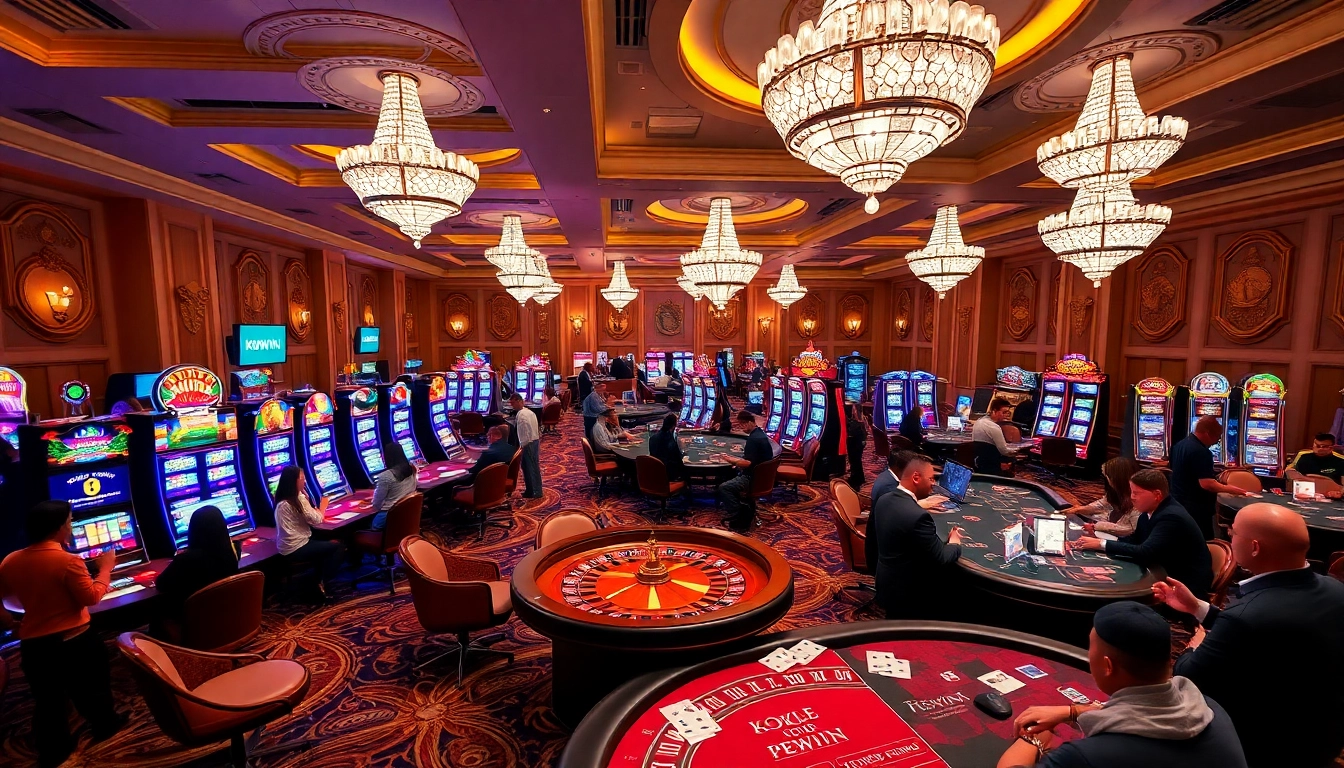 kuwin players enjoying diverse casino games under luxury lighting