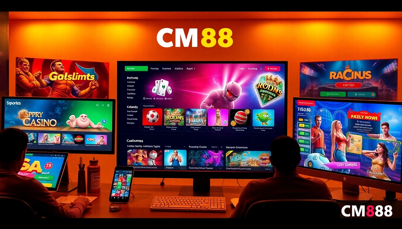 Interactive CM88 online betting platform with diverse gaming options and vibrant interface.