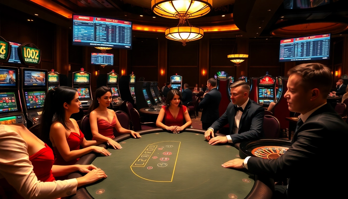 Experience thrilling gameplay on https://luongsontv5.com/ with elite poker players in a luxurious casino setting.