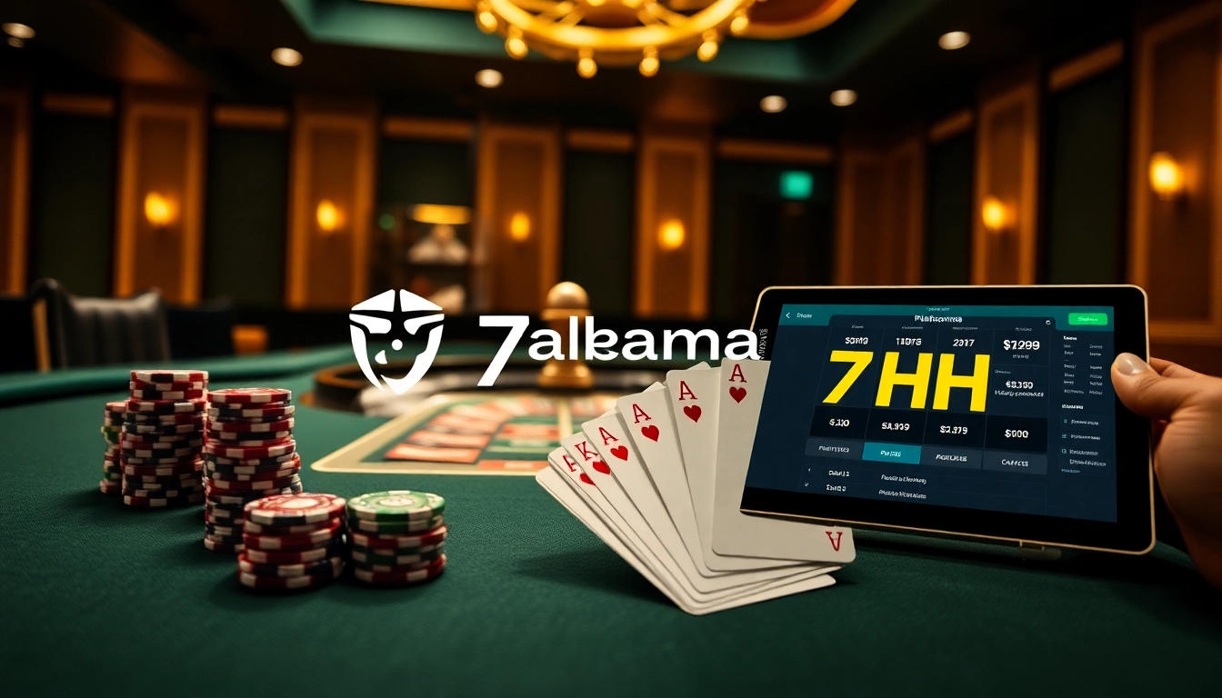 Players engage with the Plataforma 7HH online casino, showcasing modern gaming elements and vibrant casino decor.