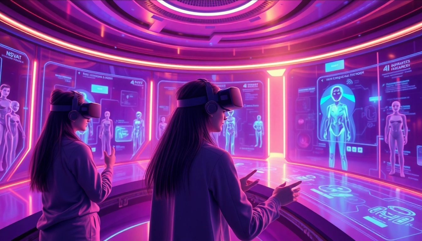 Engaging scene depicting the character AI NSFW interactive environment with users and their AI companions.