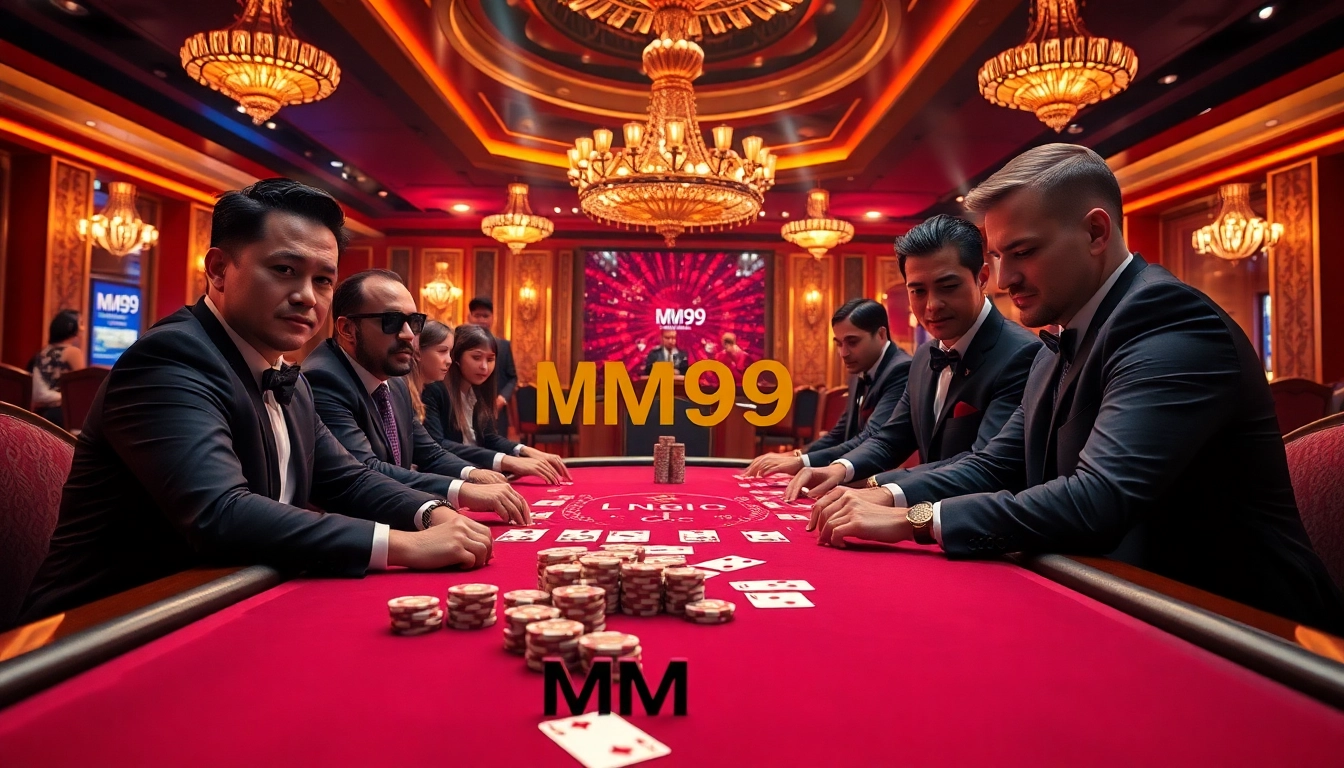 MM99 gamblers enjoying high-stakes poker in a luxurious casino environment