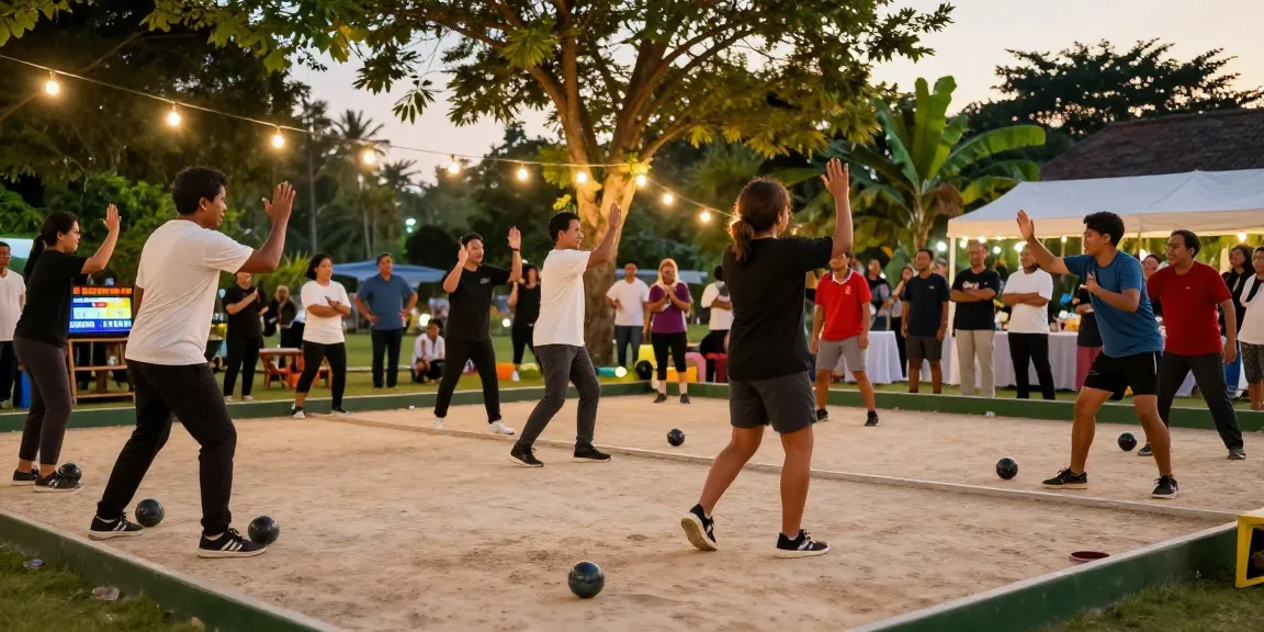 Petanque players in action at fopikotatomohon.org event, showcasing vibrant community spirit in Tomohon.