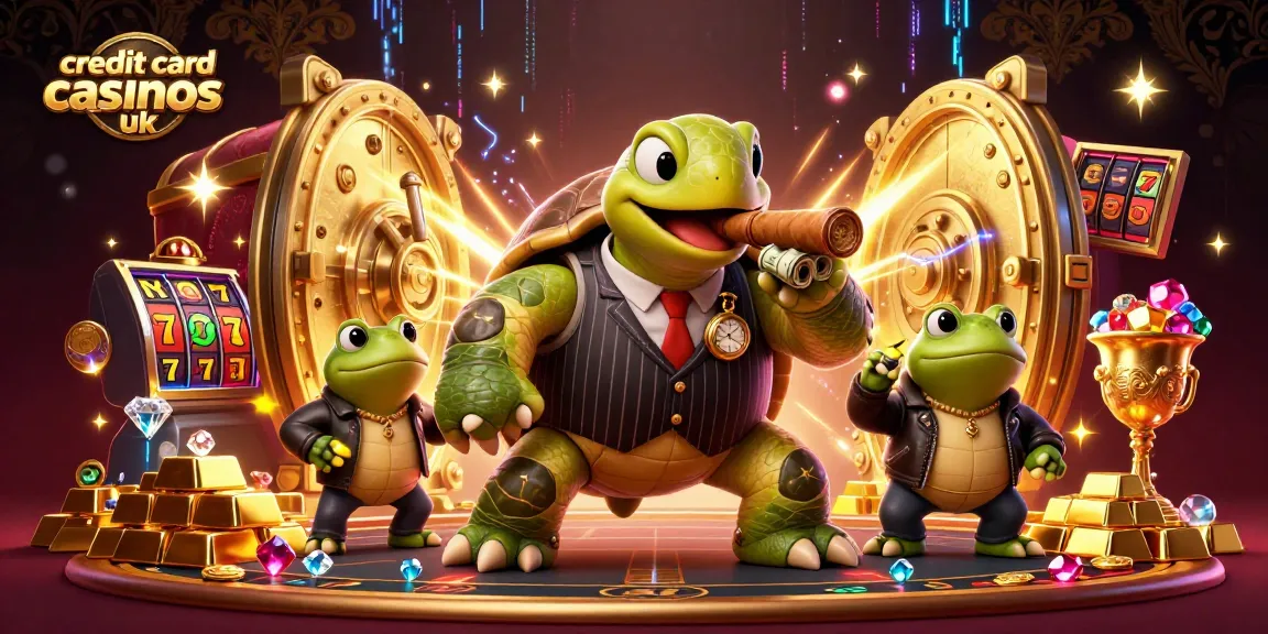 Experience excitement at credit card casinos UK with a dynamic 3D casino scene featuring animated characters.