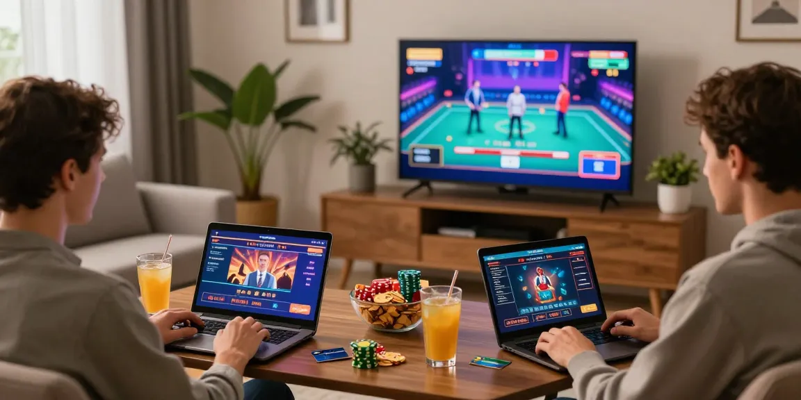 Excited players enjoying online casinos that accept credit cards in a cozy living room setting.